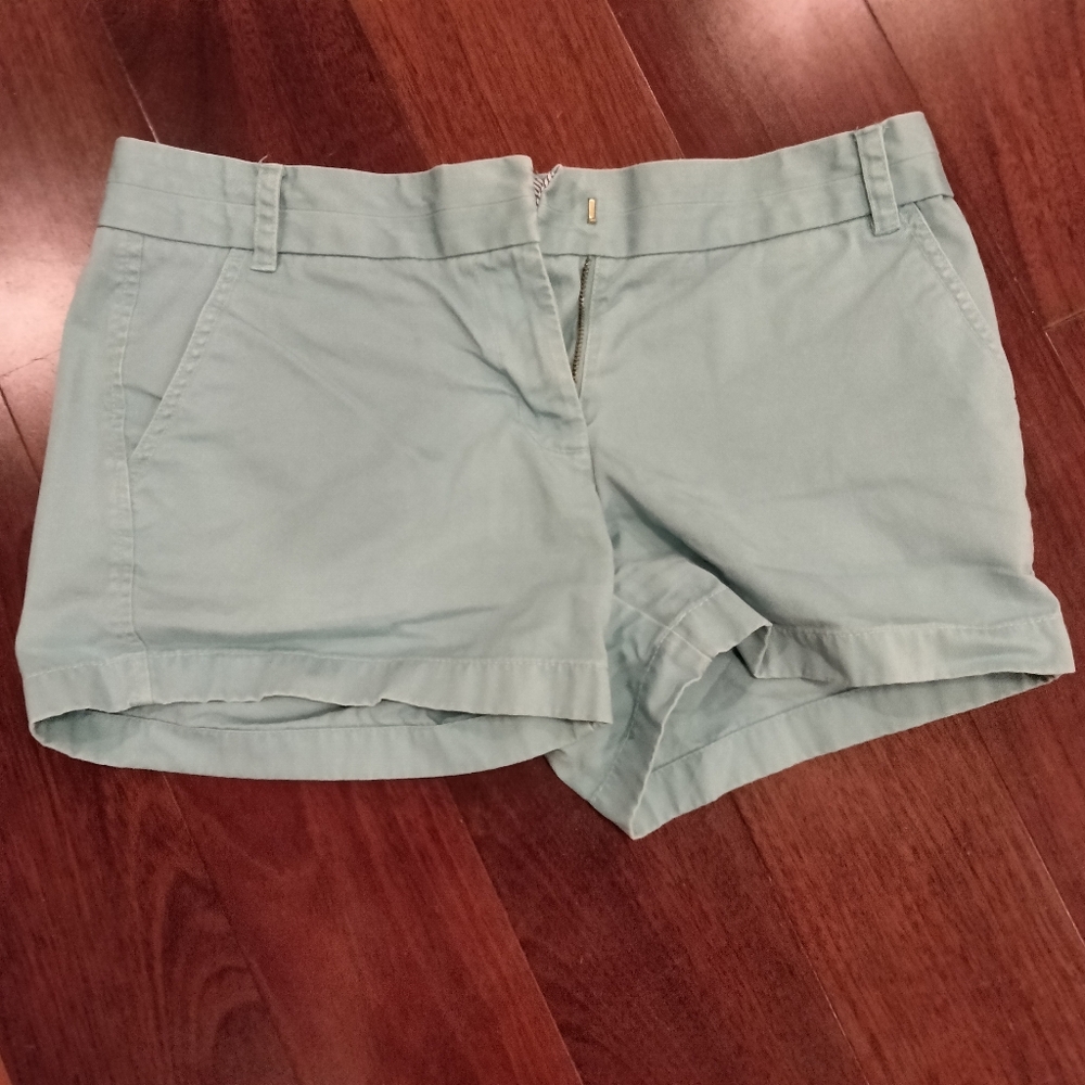 J. Crew chino shorts, size 8, aqua color